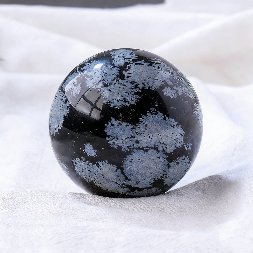 Snowflake Obsidian Sphere(Comes with a base)