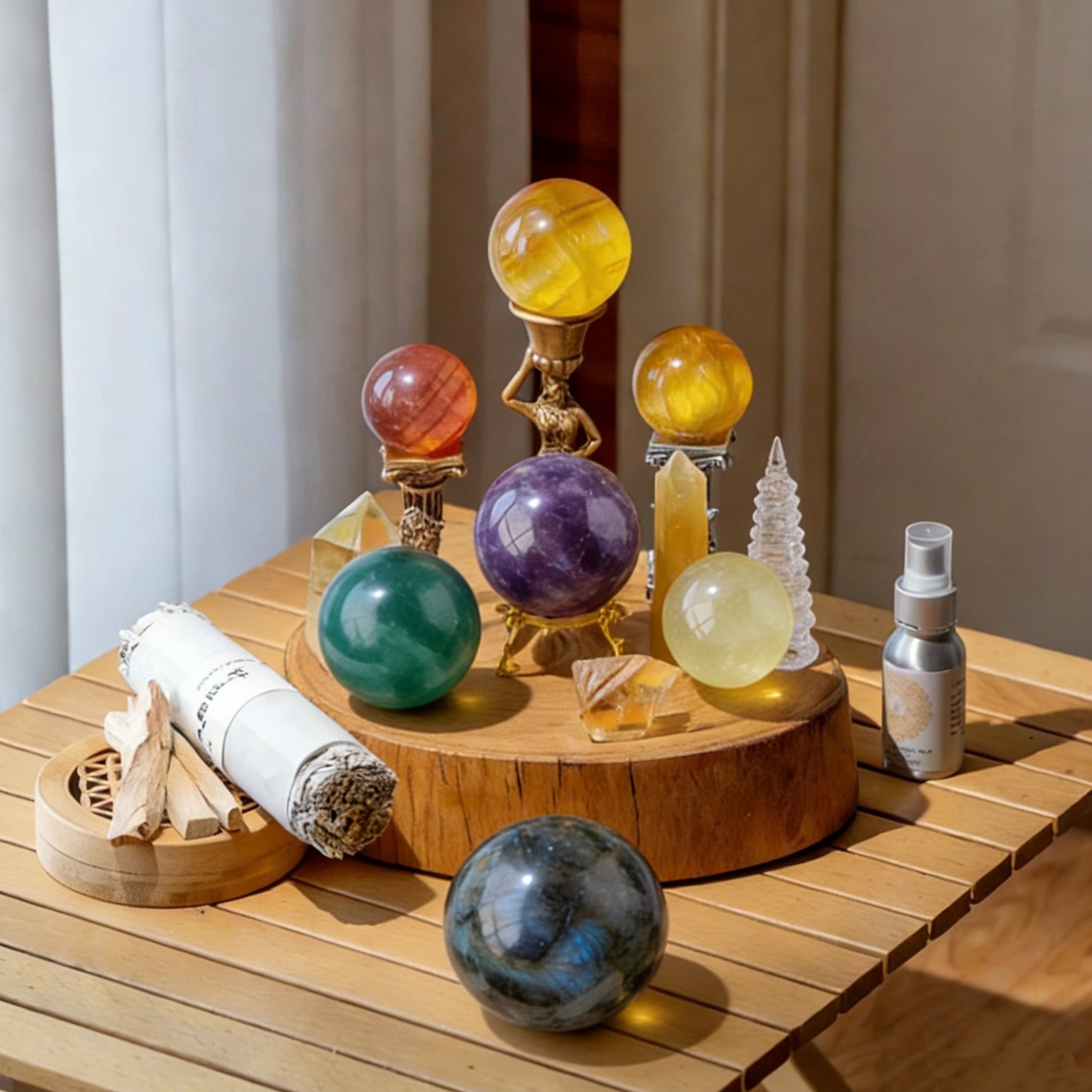 Bamboo Stone Sphere(Comes with a base)