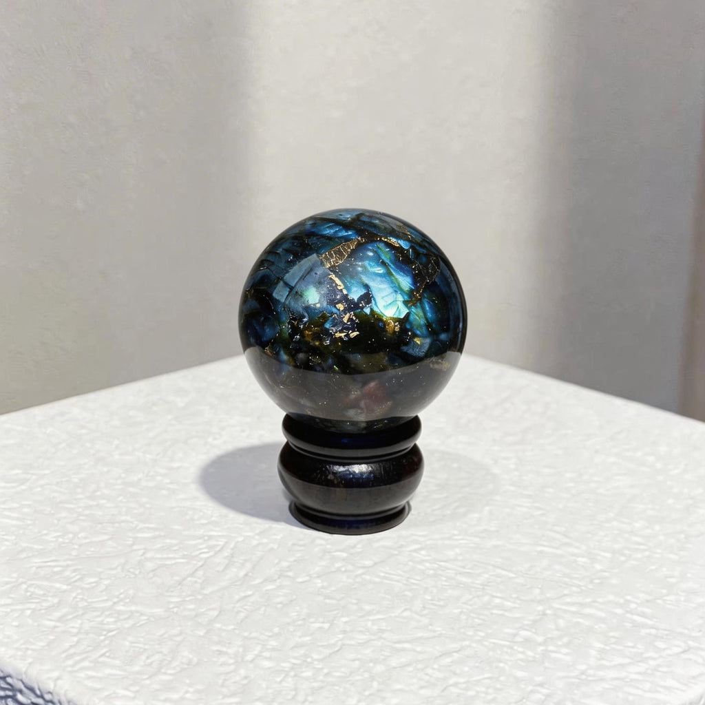 Labradorite Sphere (Blue Flash)(Comes with a base)