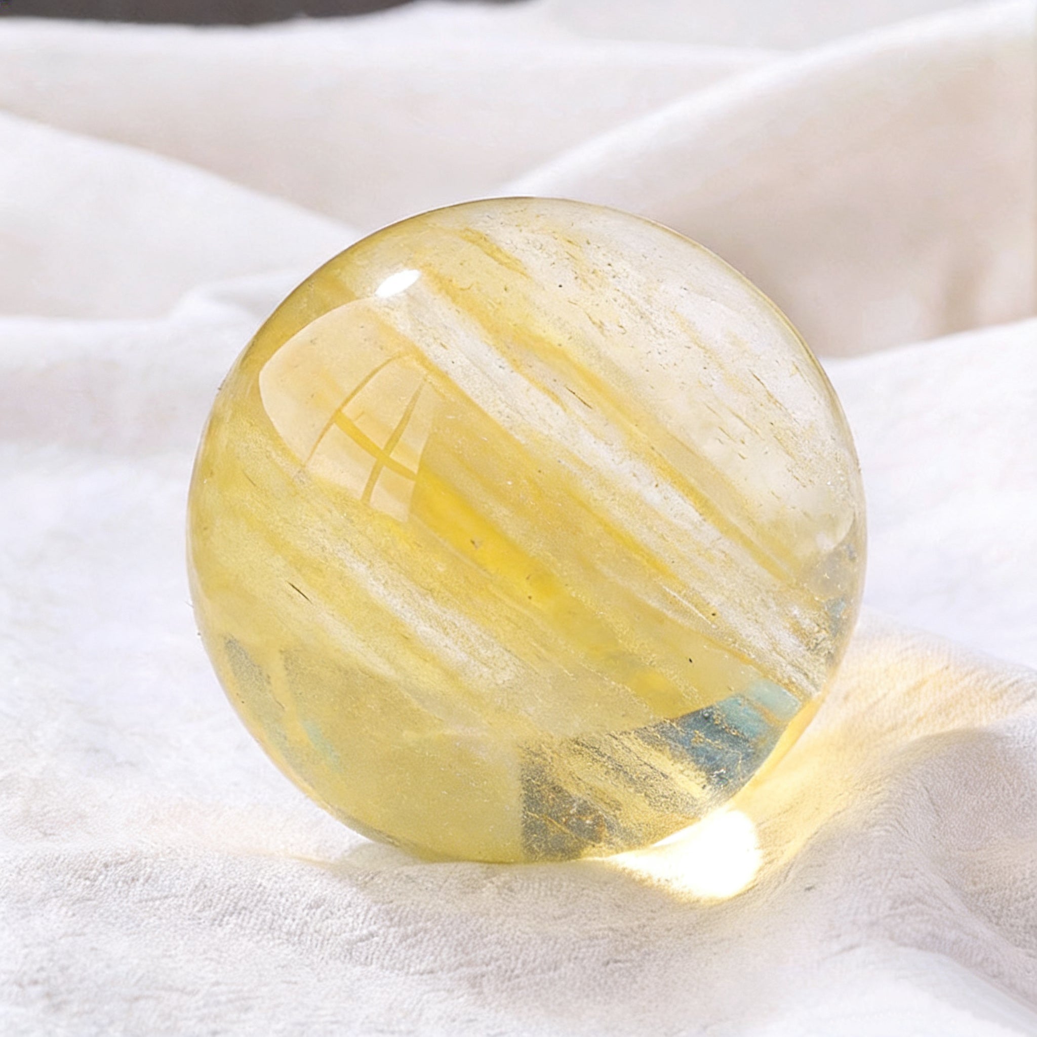 Yellow Fused Stone Sphere(Comes with a base)