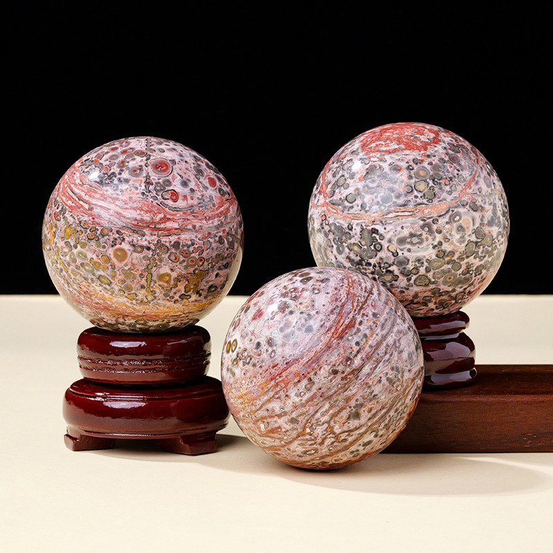 Leopard-patterned stone balls (Comes with a base)