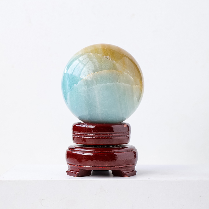 Sky blue Amazon stone ball (Comes with a base)